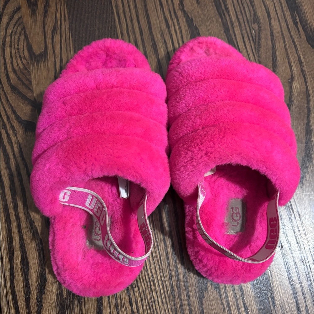 UGG Vibrant Pink Fluffy Slippers